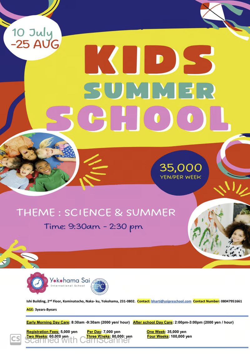 ๐ Announcing Yokohama Sai International School Kids Summer School 2023! ๐